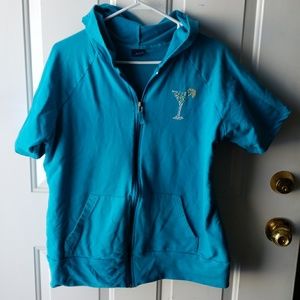 Turquoise short sleeved hoodie 1X 16